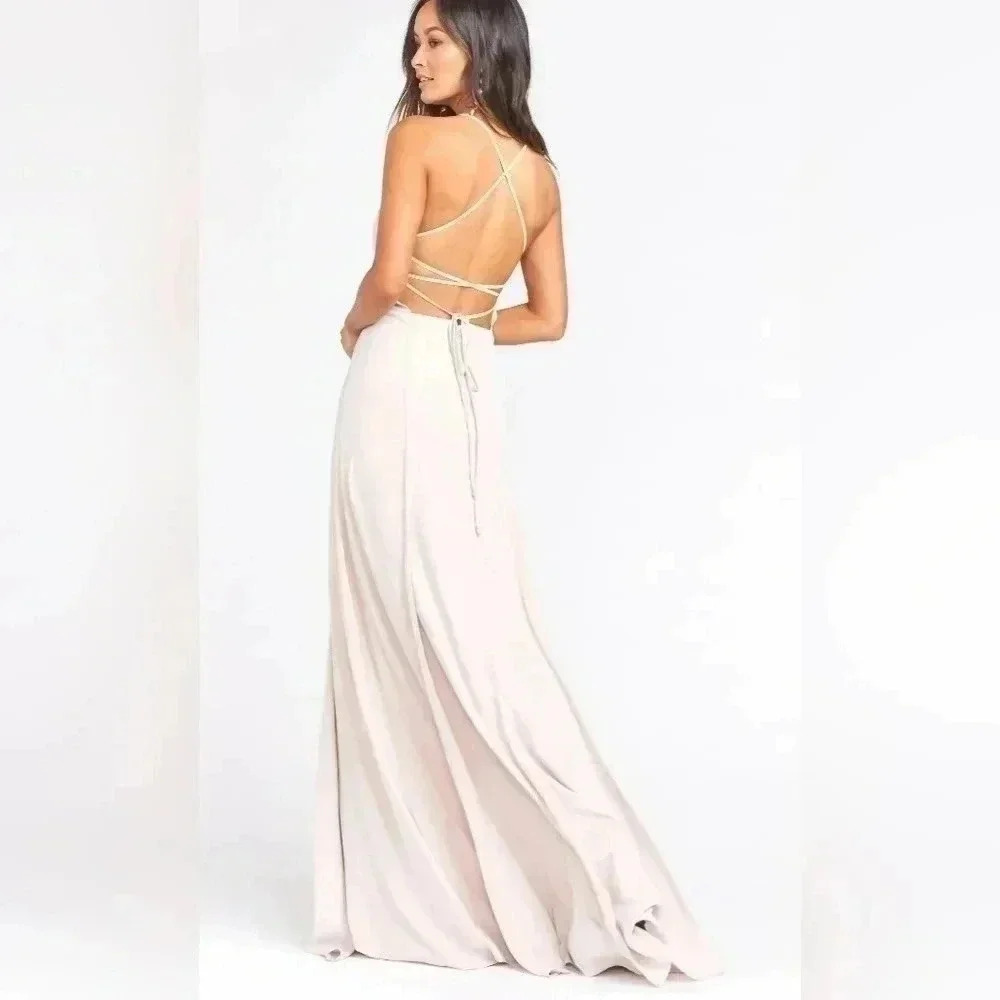 Show Me Your MuMu Godshaw Goddess Gown Dress Size Small Show Me The Ring Crisp - Picture 3 of 7